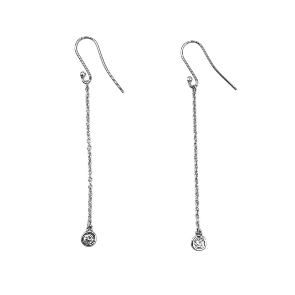 TIFFANY&Co. Tiffany By the Yard Chain Earrings, Sterling Silver 925, Diamond,...
